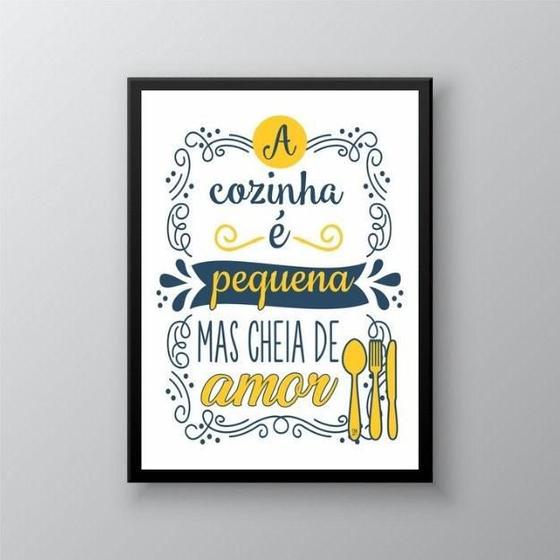 Imagem de Quadro Cozinha Pequena Amarelo E ul 24X18Cm