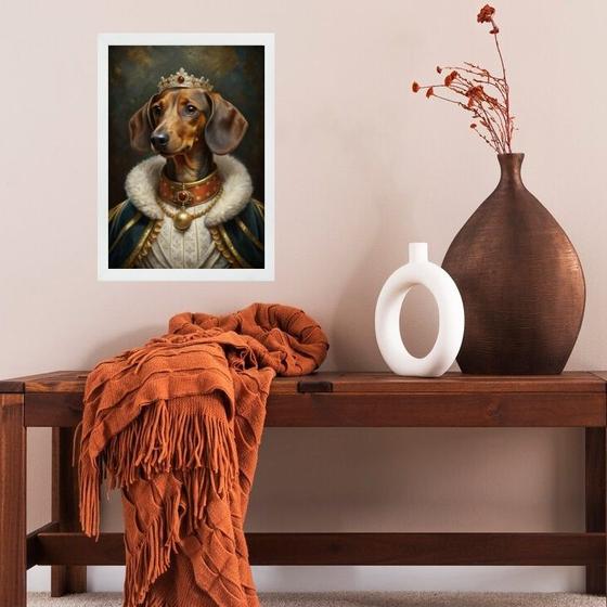 Imagem de Quadro Dachshund Com Roupa De Rei 24x18cm - com vidro