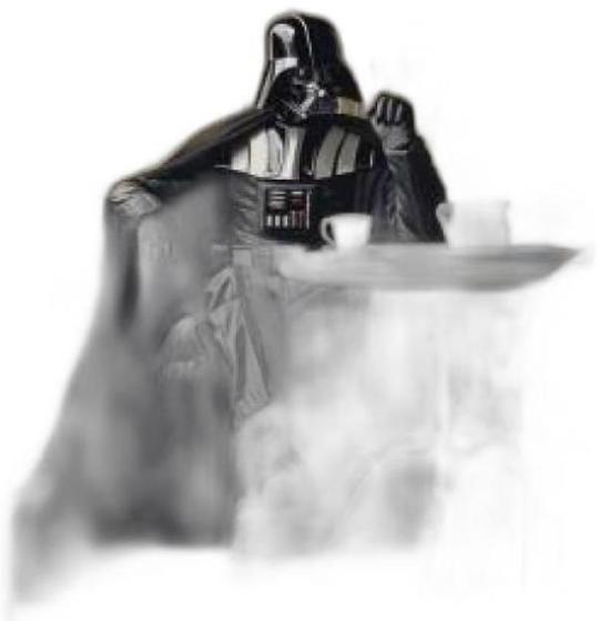 Imagem de Quadro Darth Tomando Café - Cafeteria 33X24Cm - Com Vidro