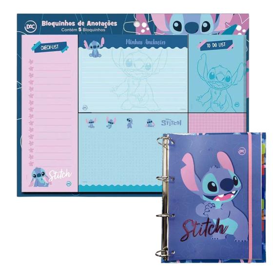 Quadro de Anotações Bloco de Notas com Caderno Argolado Fichario Estampado Stitch Dac Original Menor preço em Quadro de Anotações Bloco de Notas com Caderno Argolado Fichario Estampado Stitch Dac Original