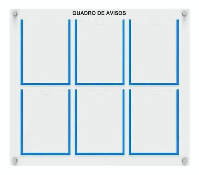 Quadro De Aviso E Gestão 6 Displays A4 De Acrílico Azul Menor preço em Quadro De Aviso E Gestão 6 Displays A4 De Acrílico Azul