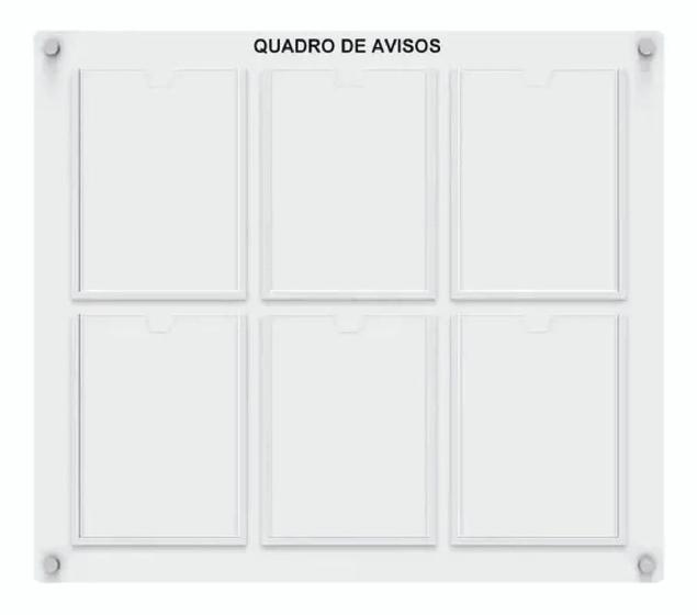 Imagem de Quadro De Aviso E Gestão 6 Displays A4 De Acrílico Branco