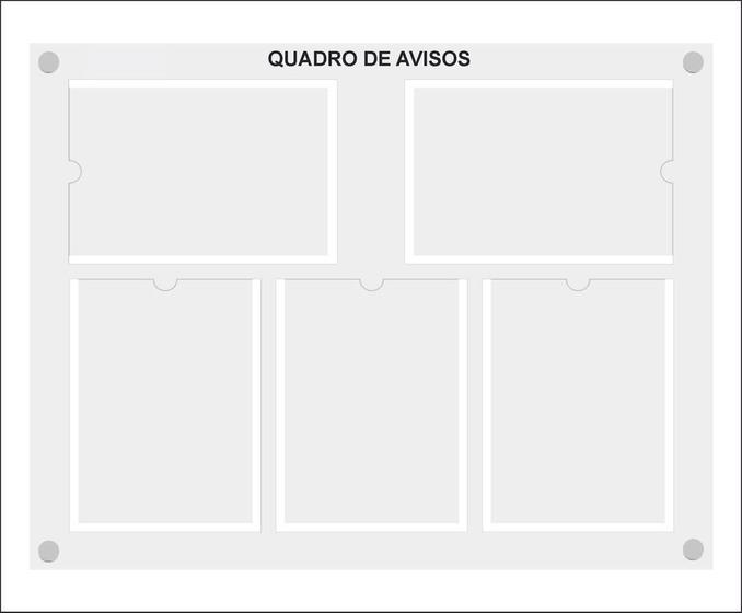 Imagem de Quadro De Aviso E Gestão Com 5 Displays A4 Acrílico 1 Branco