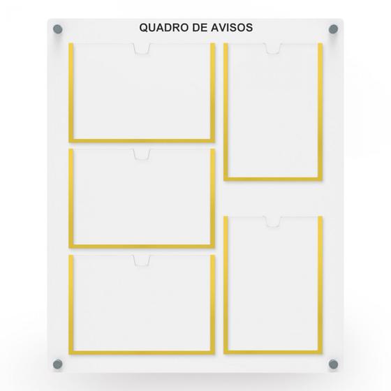 Imagem de Quadro De Aviso E Gestão Mdf C/ 5 Displays A4 Acrilico 3h2v