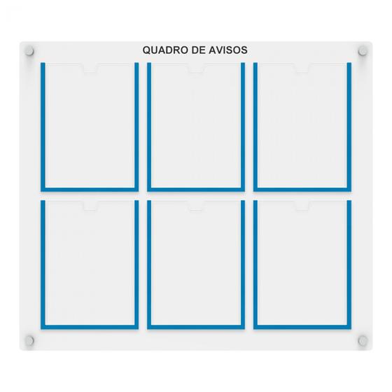 Imagem de Quadro De Aviso E Gestão Mdf C/ 6 Displays A4 De Acrílico Vertical