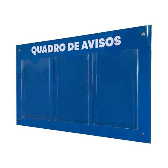 Imagem de Quadro De Aviso Gestão 3 Displays A4 Acm Azul Telecom