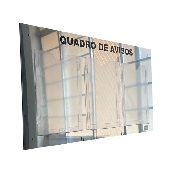 Imagem de Quadro De Aviso Gestão 3 Displays  A4 Acm Prata Espelhado