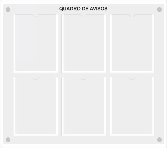 Imagem de Quadro De Aviso Gestão Com 6 Displays A4 De Acrílico Branco