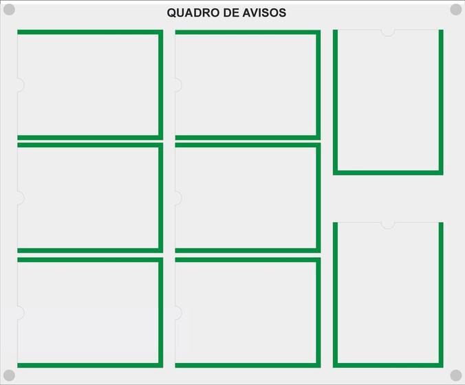 Imagem de Quadro De Aviso Gestão Com 8 Displays A4 Acrílico Verde