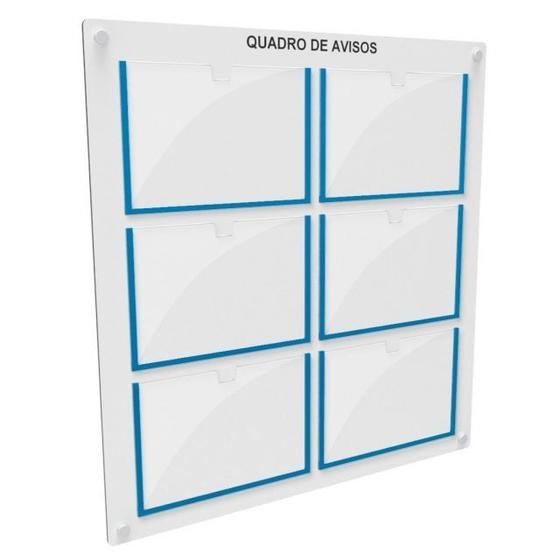 Imagem de Quadro De Aviso Mdf Com 6 Displays Horizontais A4 Acrílico