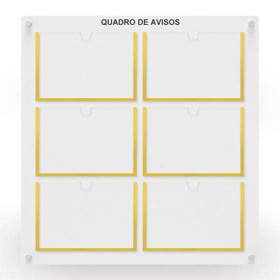 Imagem de Quadro De Aviso Mdf Com 6 Displays Horizontais A4 Acrílico