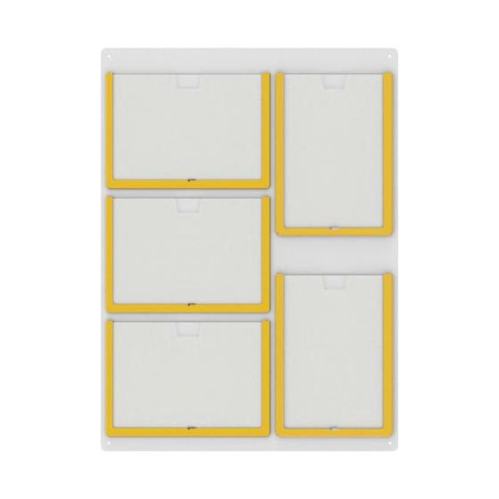Imagem de Quadro De Avisos Basic Com 5 Displays A4 3 Horizontais 2 Verticais