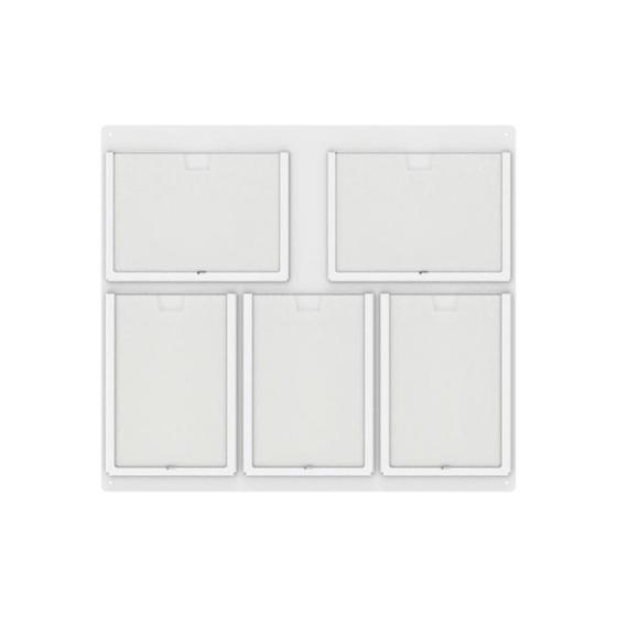 Imagem de Quadro De Avisos Basic Com 5 Displays A4 Com Bordas Coloridas  3 Verticais e 2 Horizontais