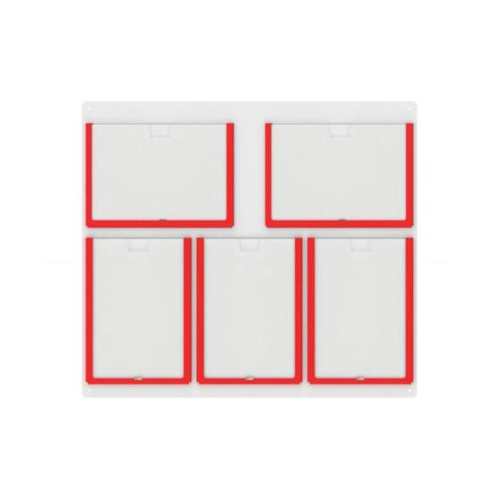Imagem de Quadro De Avisos Basic Com 5 Displays A4 Com Bordas Coloridas  3 Verticais e 2 Horizontais