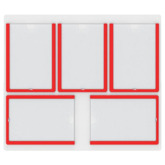 Imagem de Quadro De Avisos Basic Com 5 Displays Transparentes e Bordas Coloridas