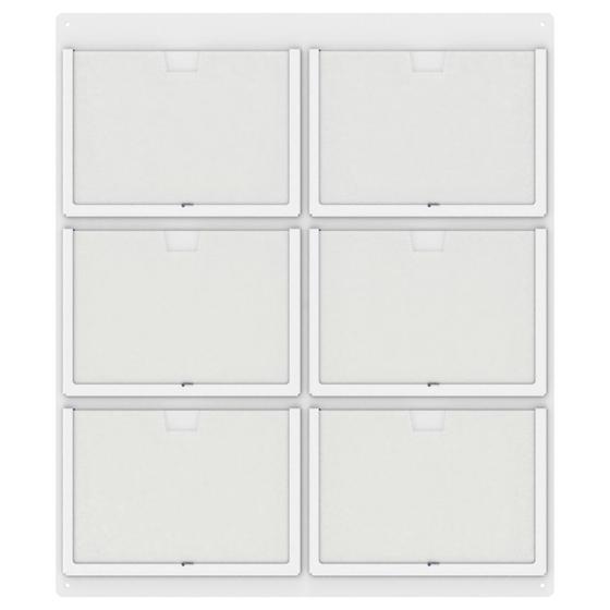 Imagem de Quadro De Avisos  Basic Com 6 Displays Horizontais A4 Transparentes e Bordas Coloridas