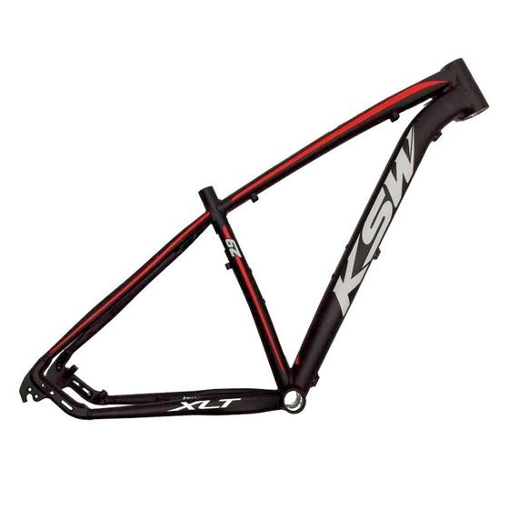 Imagem de Quadro de Bicicleta Aro 29 KSW XLT Alumínio Tamanho 17 Preto com Vermelho e Branco