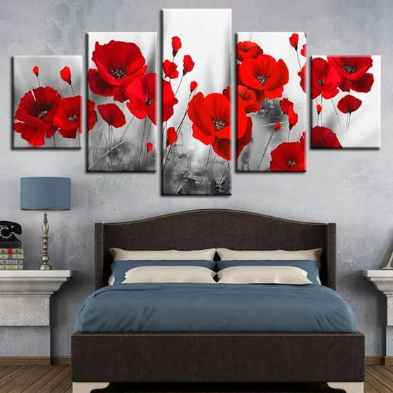 Imagem de Quadro de decorativo mosaico flores vermelhas 