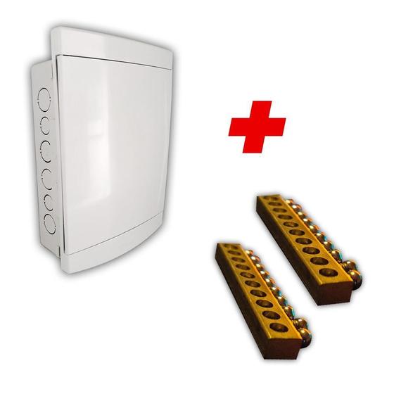 Quadro De Distribuição 12/16 + Kit Barramentos Embutir Tigre Menor preço em Quadro De Distribuição 12/16 + Kit Barramentos Embutir Tigre