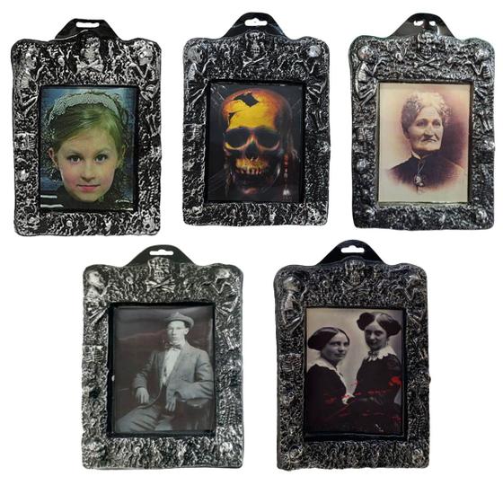 Imagem de Quadro de Halloween Holográfico com Caveiras - 30cm x 21cm