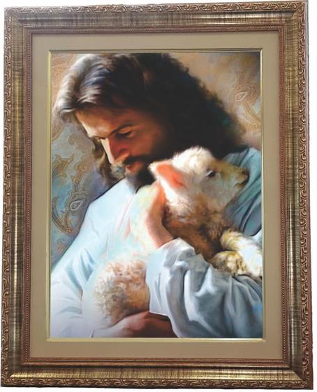 Imagem de Quadro De Jesus Cristo O Bom Pastor, Mod.04, 53x43cm Angelus