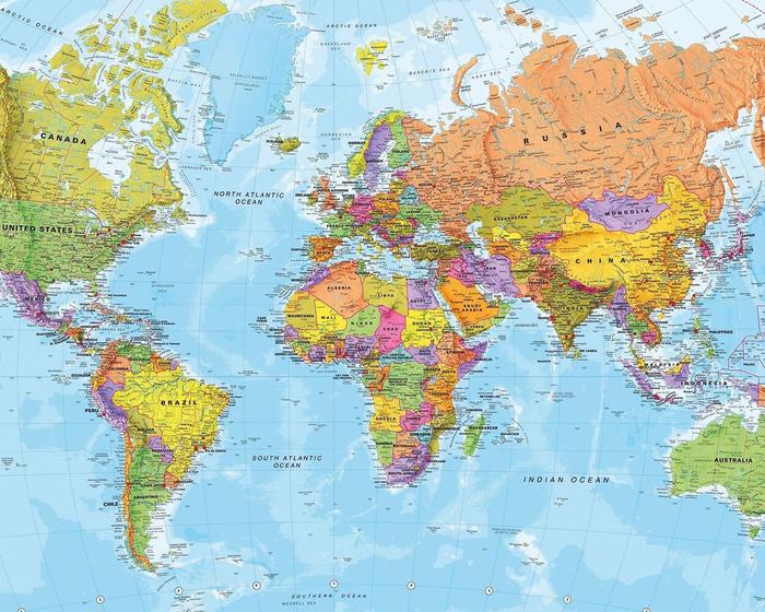 Quadro de Mapa Mundi (continentes, países e oceanos) Menor preço em Quadro de Mapa Mundi (continentes, países e oceanos)