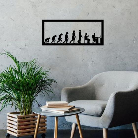 Imagem de Quadro De parede Decorativo Evolução Humana 3mm Mdf Preto