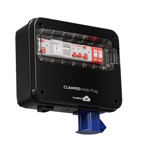 Imagem de Quadro de proteção para carregadores veiculares - 1 tomada de 32 amperes + 1 tomada de 20 amperes - 127/220 volts - CLAMPER Mobi Plug IoT 220V 8+5KW P