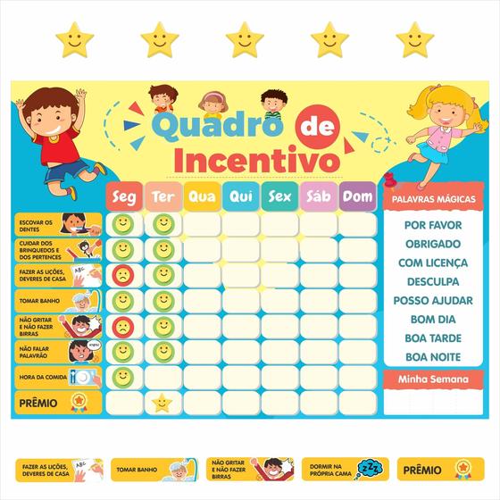 Imagem de Quadro De Rotina Infantil Incentivo Atividade Semana Unissex