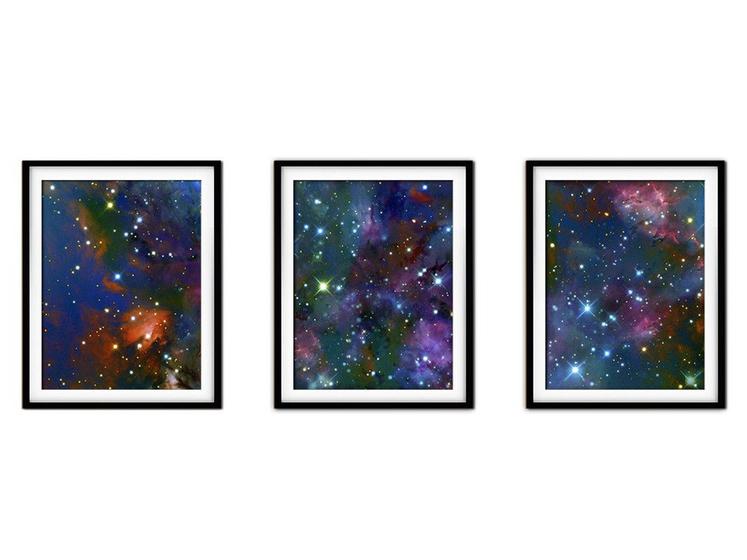 Imagem de Quadro decor canvas 30x66 universo colorido mod 86