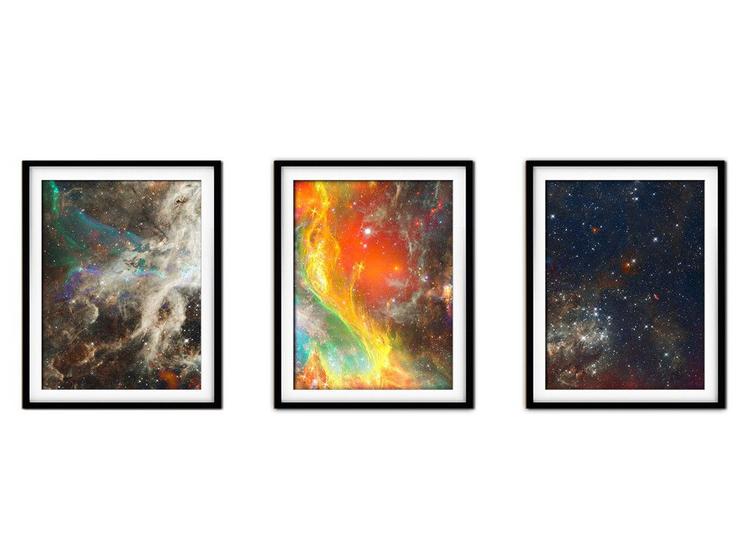 Imagem de Quadro decor canvas 55x110 universo colorido mod 222