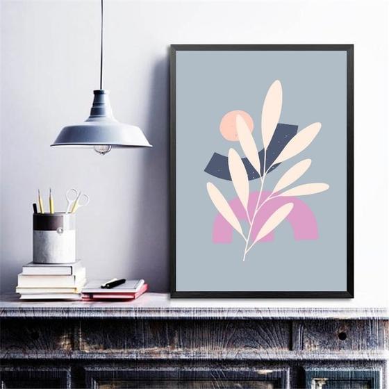 Imagem de Quadro Decoração Moderna Boho - Cinza 24x18cm - com vidro