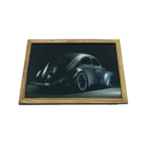 Imagem de Quadro Decorativa Quarto 30Cm Sala Carro Fusca Madeira Preto