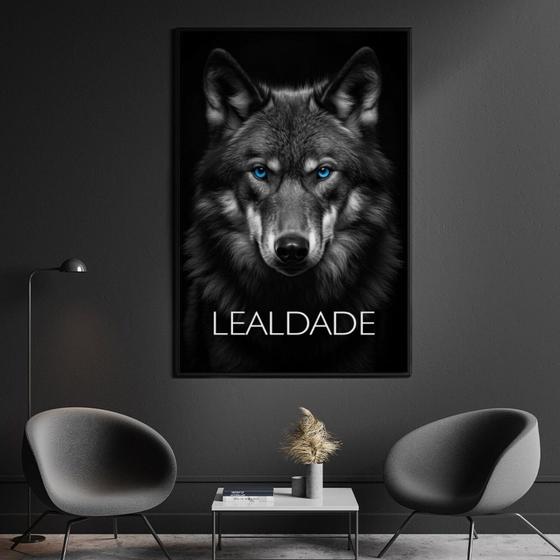 Imagem de Quadro Decorativo 1 Tela Animais Lealdade Rosto Lobo Diversos Tamanhos Branco