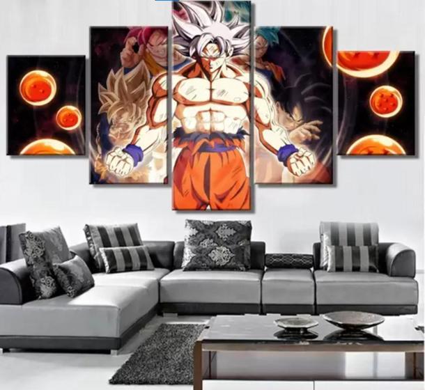Imagem de quadro decorativo 115 x 60 5 pçs 4 k dragon ball z art-moderna