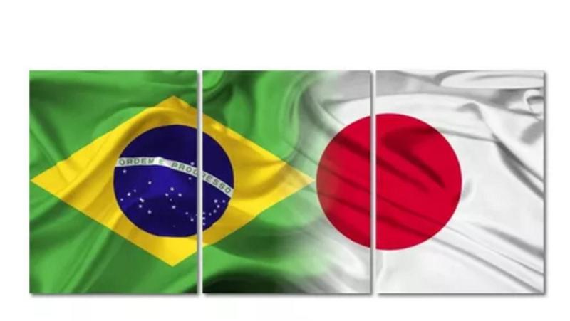 Imagem de Quadro decorativo 3 peças bandeira japão e brasil"