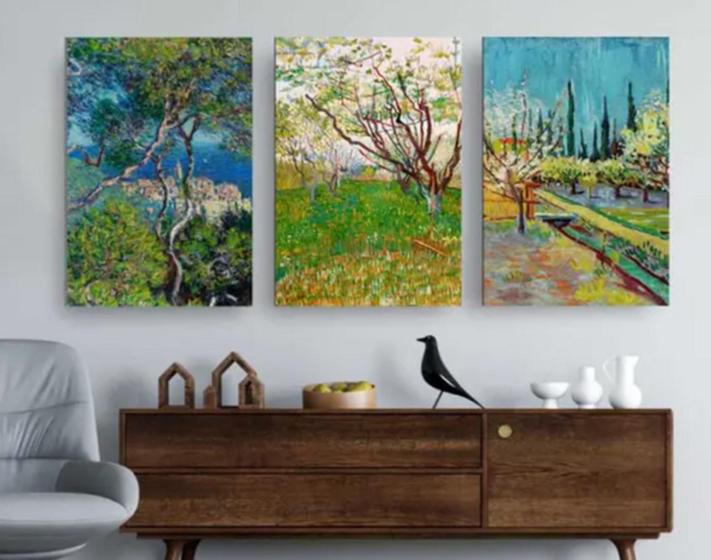 Imagem de Quadro decorativo 3 peças Trio Van Gogh E Monet "