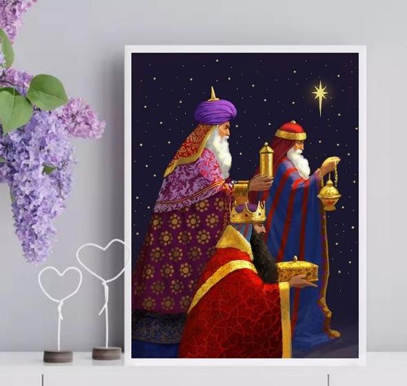 Imagem de Quadro Decorativo 3 Reis Magos 45x34cm - com vidro