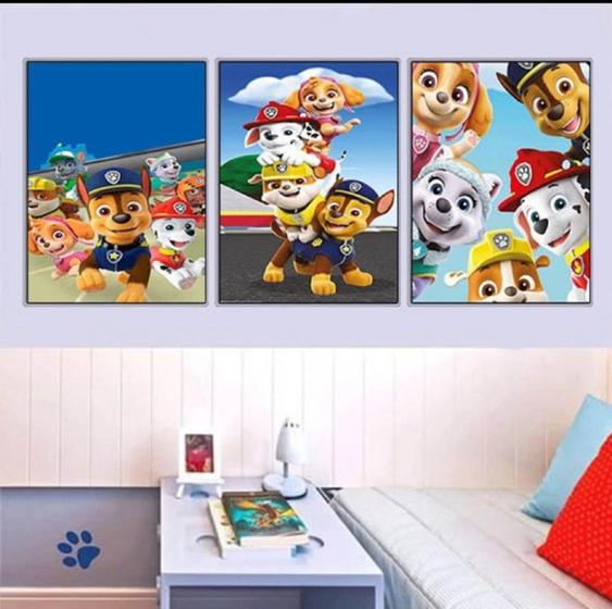 Imagem de Quadro Decorativo 3 Telas patrulha canina"