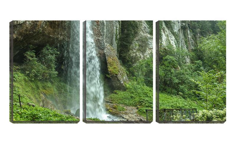 Imagem de Quadro Decorativo 30x66 grande cachoeira entre pedras