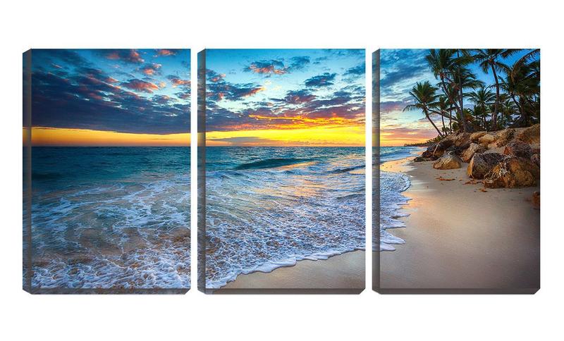 Imagem de Quadro Decorativo 30x66 ondas mansas beijando a praia