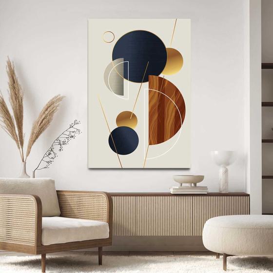 Imagem de Quadro Decorativo 40x60 Para Sala Quarto Hall Abstrato Geomêtrico Marrom