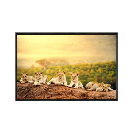 Imagem de Quadro decorativo 40x60cm canvas familia de leoes por do sol anm008