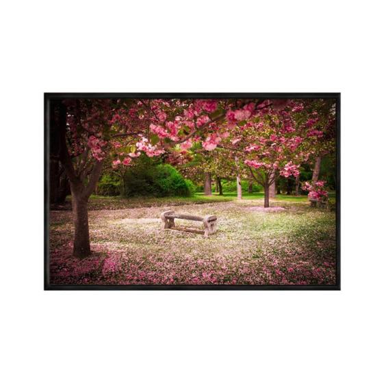 Imagem de Quadro decorativo 40x60cm vidro parque banco com flores de cerejeiras flnt022