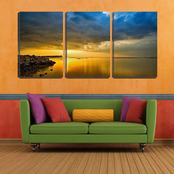 Imagem de Quadro Decorativo 45x96 água calma sob nuvens densas