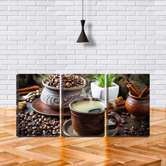 Imagem de Quadro Decorativo 45x96 café quente na xícara rústica