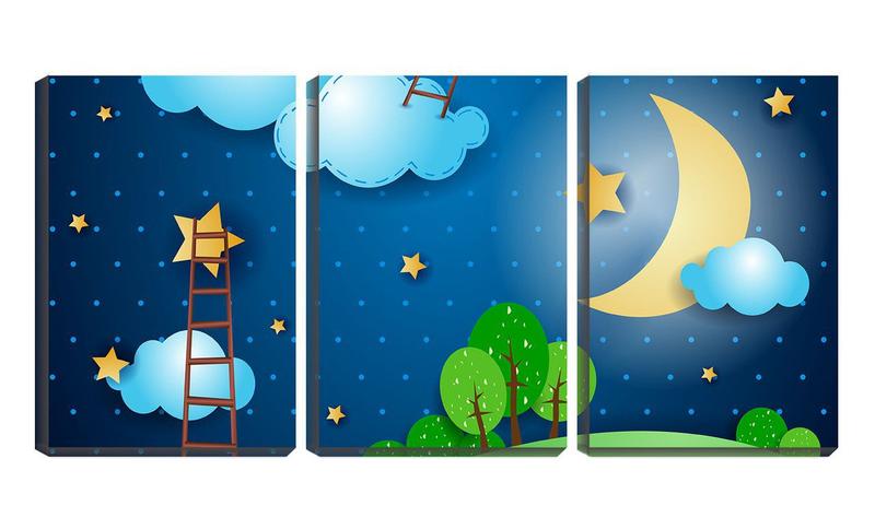 Quadro Decorativo 45x96 céu e estrelas desenho - Crie Life - Quadro  Decorativo - Magazine Luiza