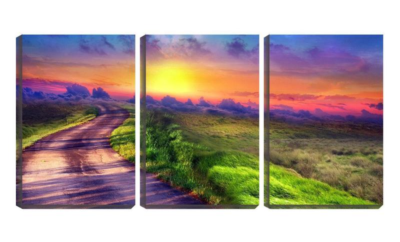 Imagem de Quadro Decorativo 45x96 estrada sinuosa pôr do sol