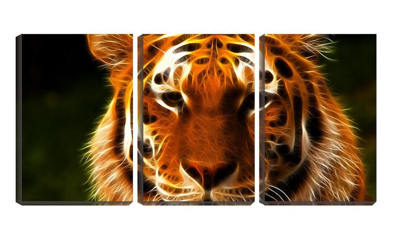 Imagem de Quadro Decorativo 45x96 linhas formando um tigre arte