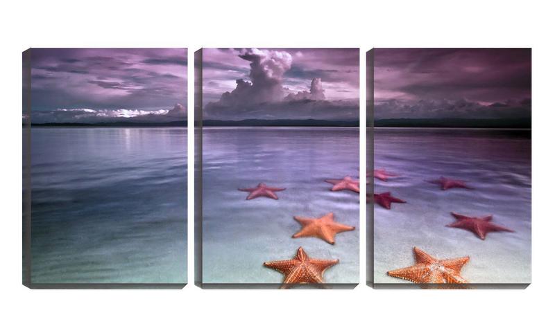 Imagem de Quadro Decorativo 45x96 nove estrelas do mar na areia